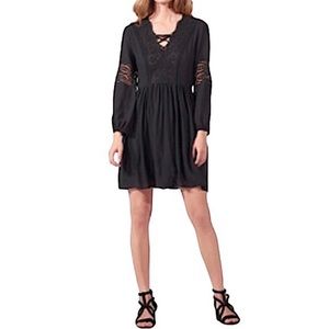 Sandro Paris Lace Panel Long Sleeve Dress